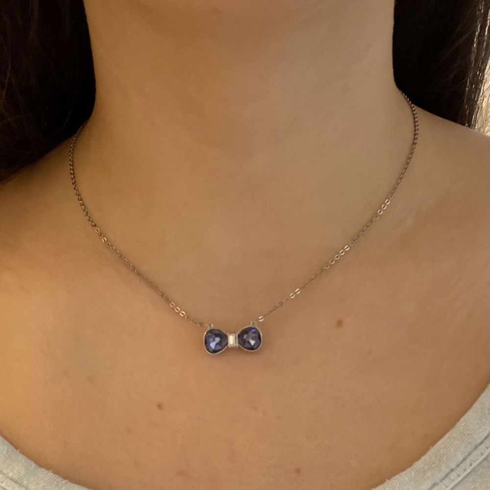 Swarovski purple bow pendant necklace